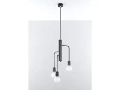 Sollux DUOMO - Colgante colgante de 3 luces en racimo Negro, E27