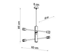 Sollux DUOMO - Lámpara colgante de techo con múltiples brazos, 6 luces, negro, E27