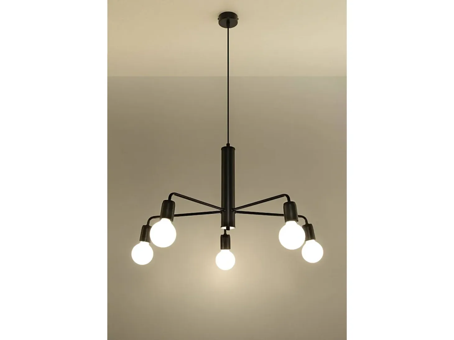 Sollux DUOMO - Lámpara colgante de techo con 5 brazos y 5 luces Negro, E27