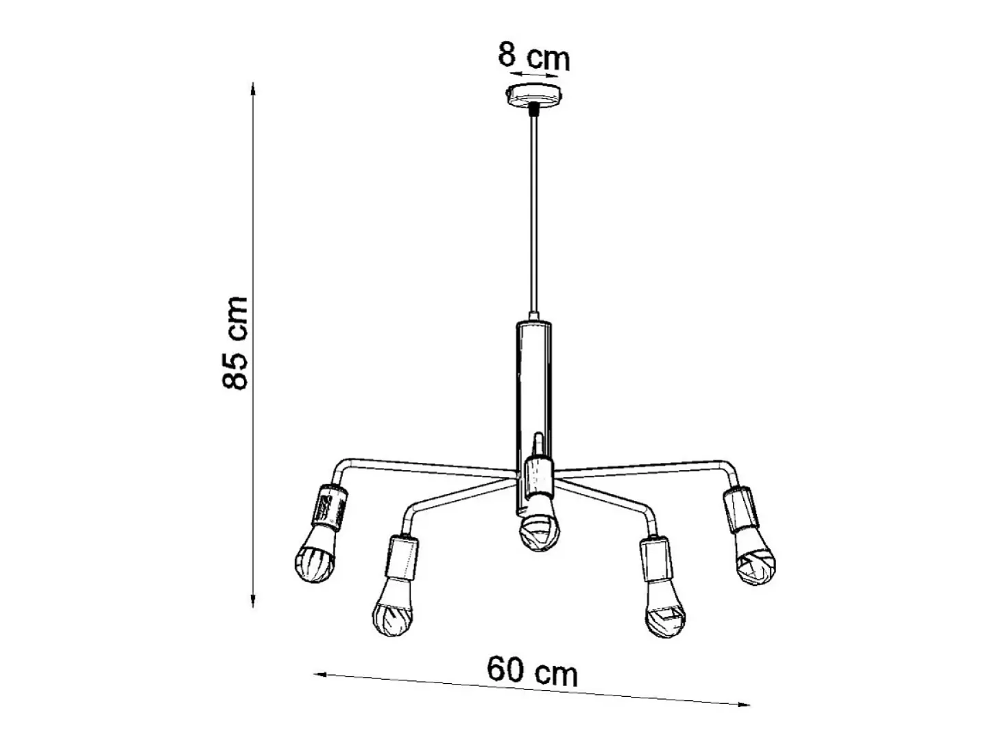 Sollux DUOMO - Lámpara colgante de techo con 5 brazos y 5 luces Negro, E27