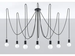 Sollux EDISON - Lámpara colgante de 7 luces en racimo negro, E27
