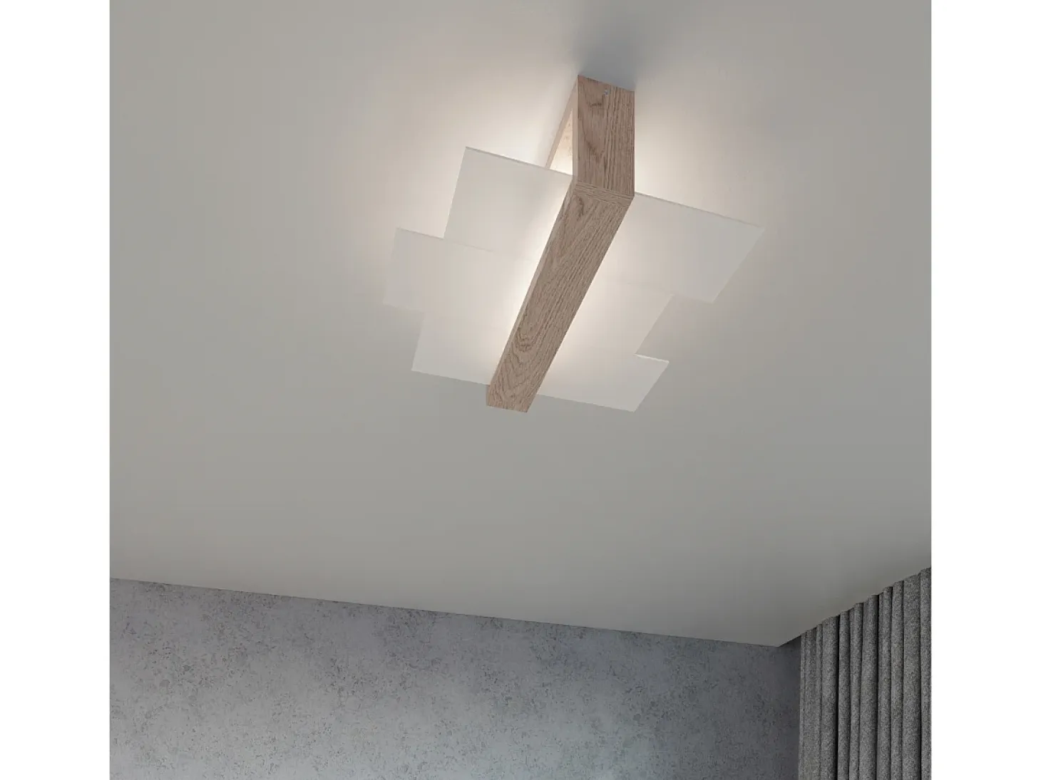 Sollux FENIKS - 1 Aplique de pared a ras de madera natural, E27