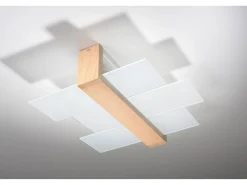 Sollux FENIKS - Lámpara de techo empotrada de 2 luces de madera natural, E27