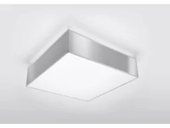 Sollux HORUS - Lámpara de techo cuadrada a ras de suelo con 2 luces Plata, E27