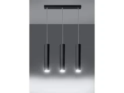 Sollux LAGOS - Lámpara colgante con barra fija de 3 luces Negro, GU10