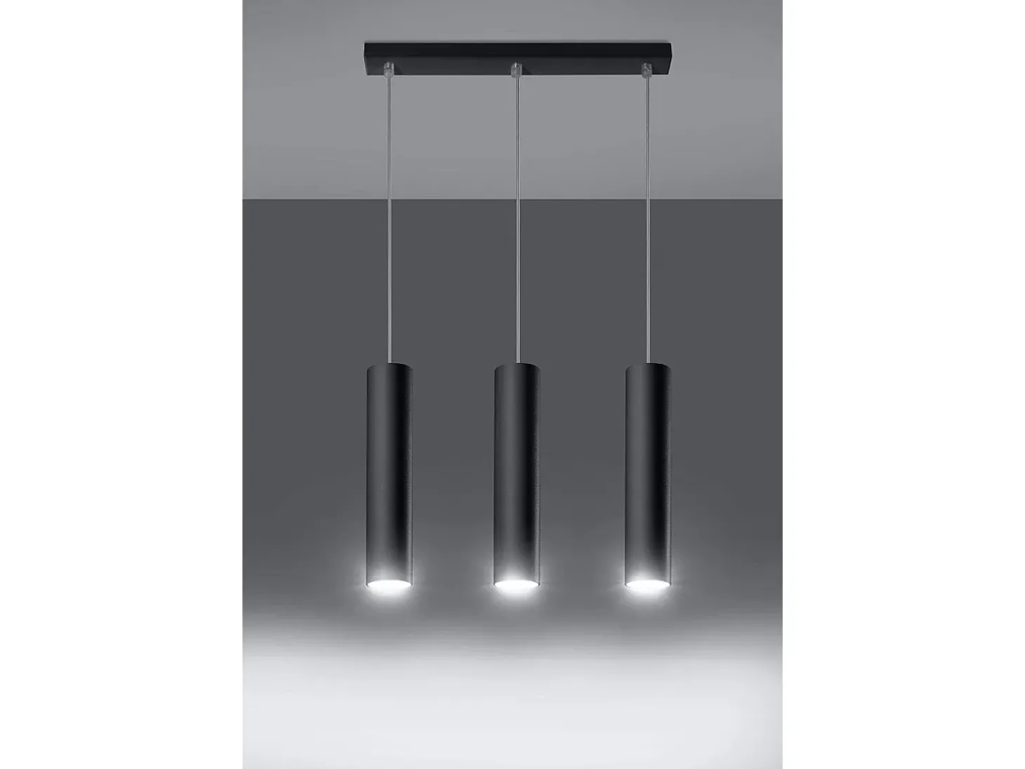Sollux LAGOS - Lámpara colgante con barra fija de 3 luces Negro, GU10