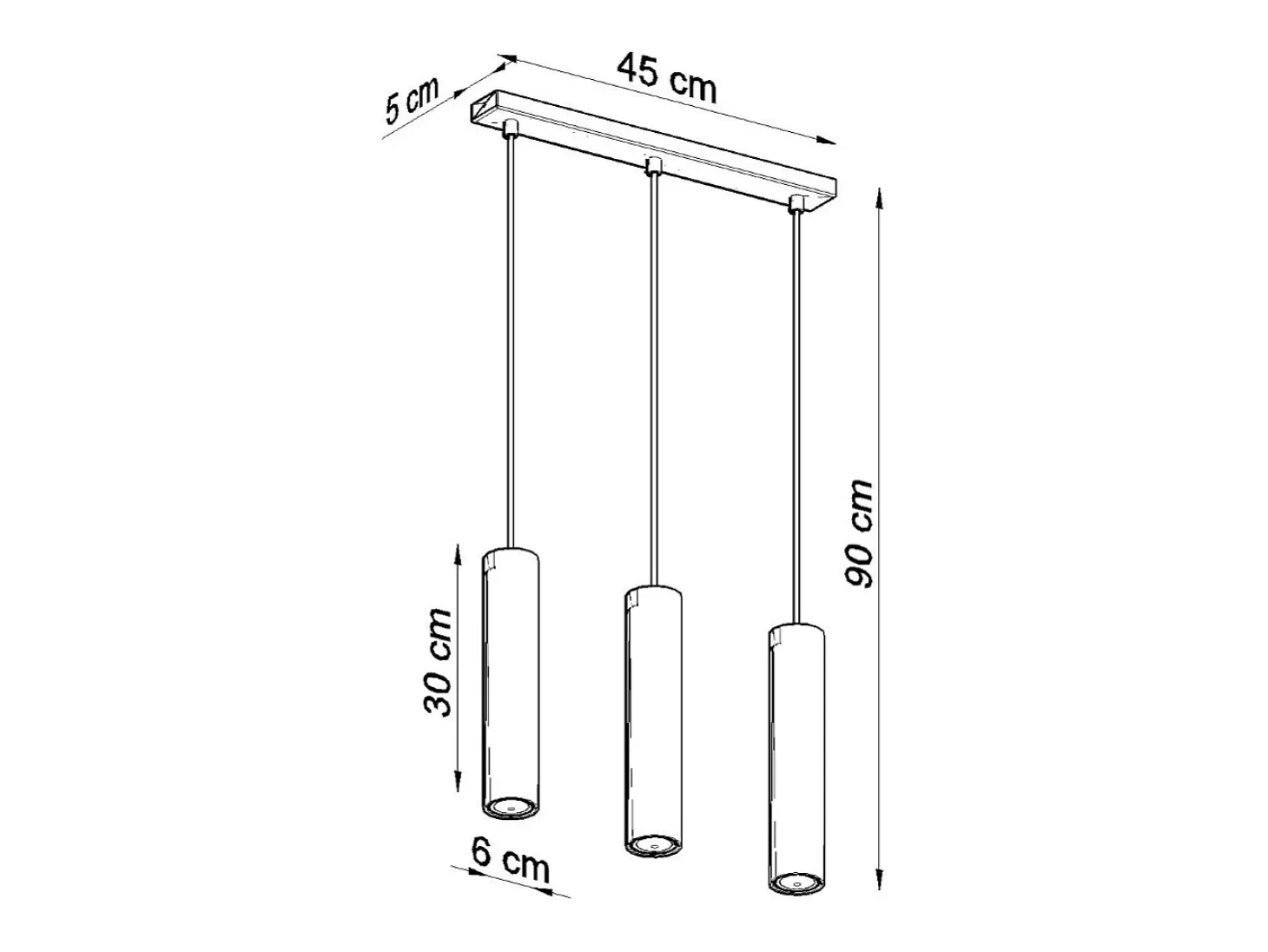 Sollux LAGOS - Lámpara colgante con barra fija de 3 luces Negro, GU10