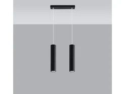 Sollux LAGOS - Lámpara colgante con barra fija de 2 luces negra, GU10
