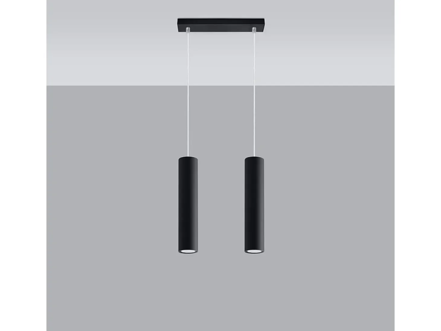 Sollux LAGOS - Lámpara colgante con barra fija de 2 luces negra, GU10