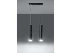 Sollux LAGOS - Lámpara colgante con barra fija de 2 luces negra, GU10