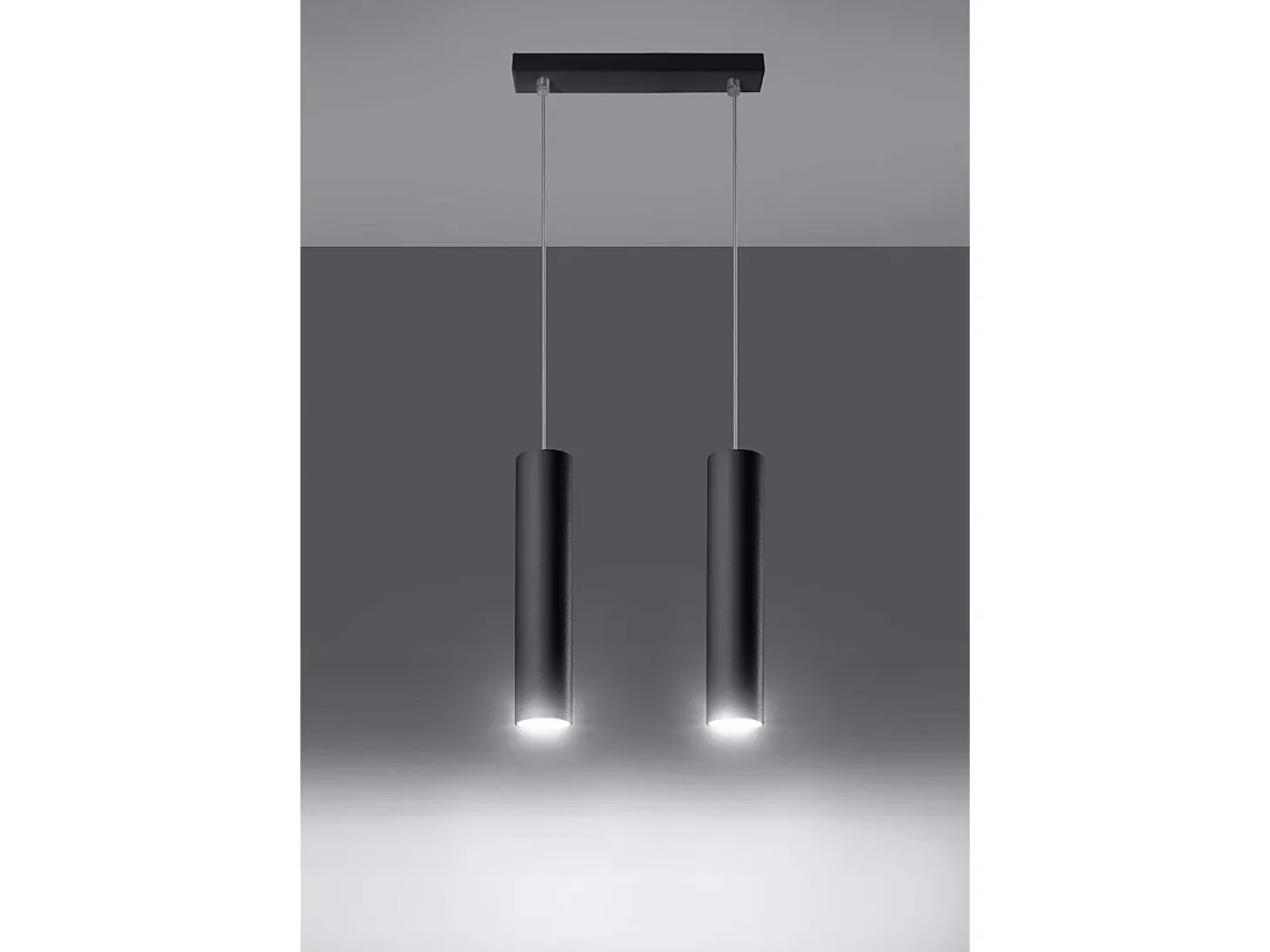 Sollux LAGOS - Lámpara colgante con barra fija de 2 luces negra, GU10