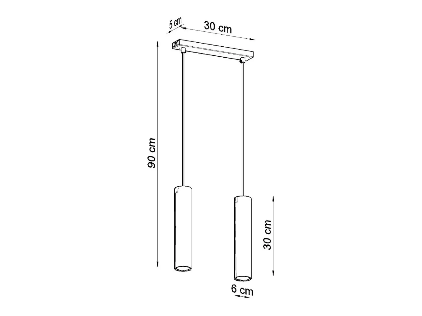 Sollux LAGOS - Lámpara colgante con barra fija de 2 luces negra, GU10