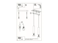 Sollux LAGOS - Lámpara colgante con barra fija de 2 luces negra, GU10