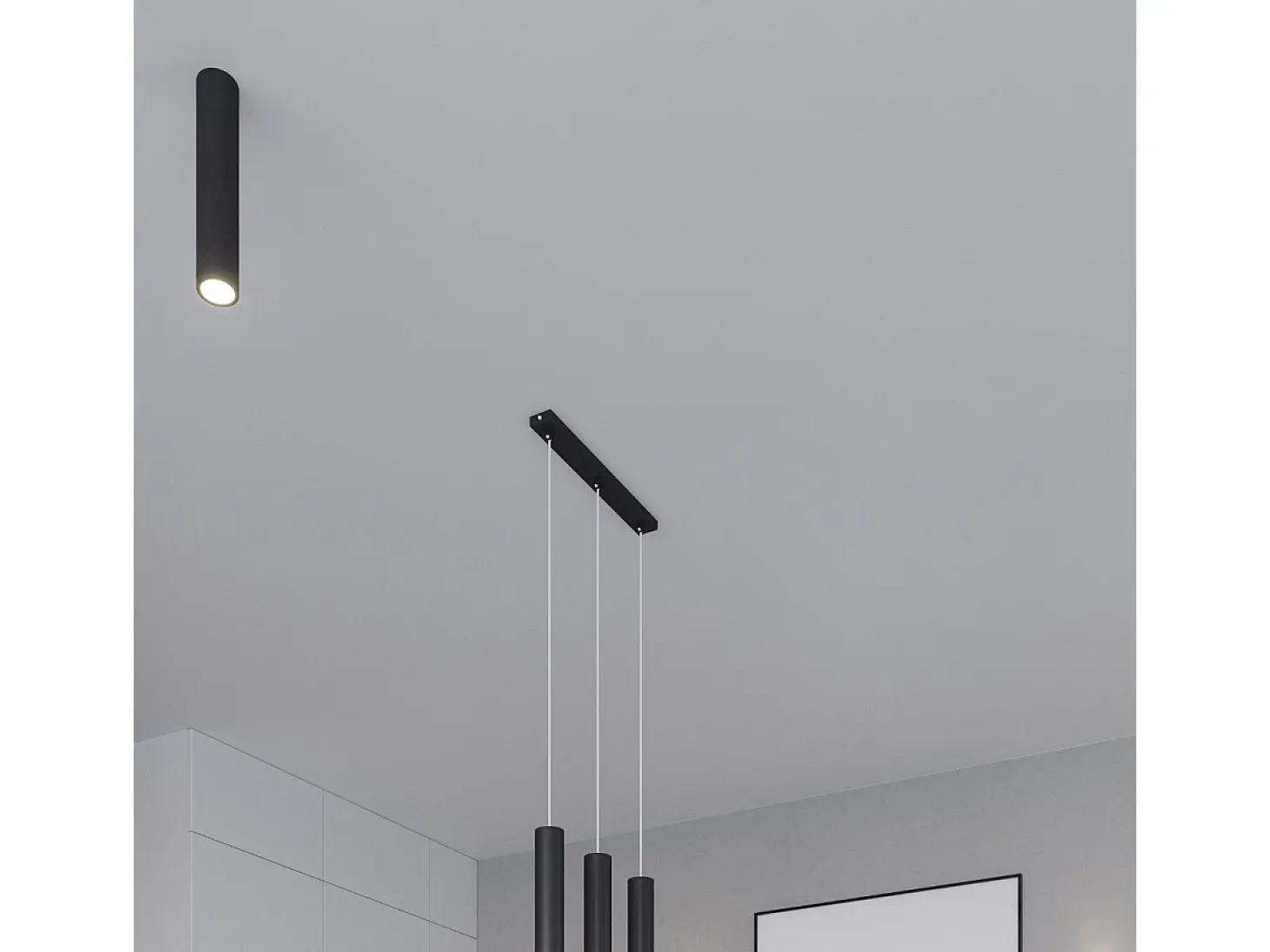 Sollux LAGOS - Lámpara colgante con barra fija de 2 luces negra, GU10