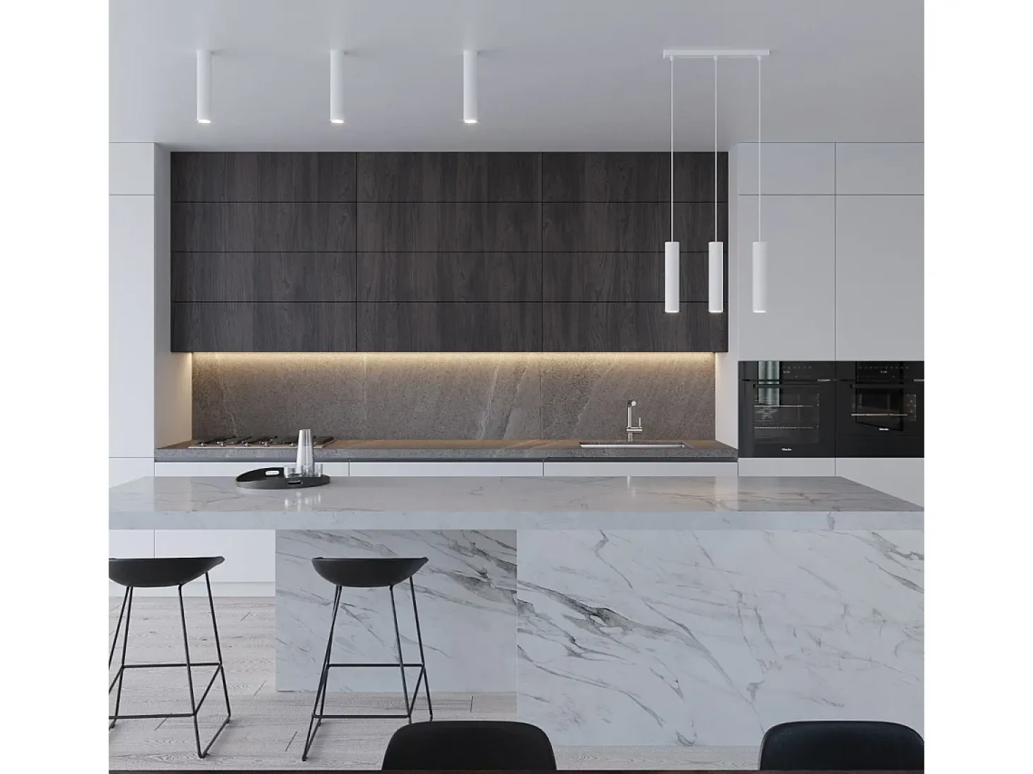 Sollux LAGOS - Lámpara colgante de barra fija con 3 luces, blanca, GU10