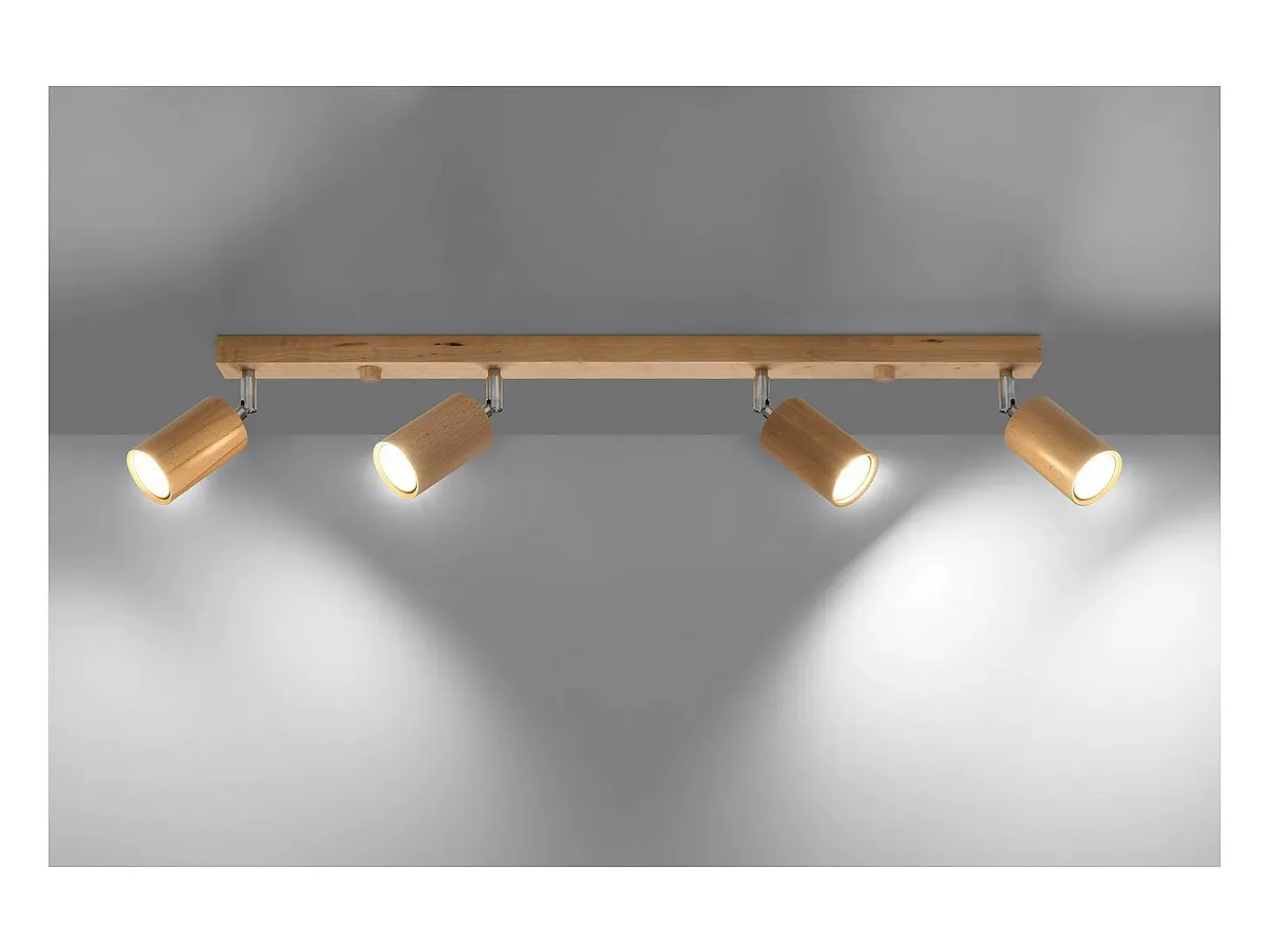 Sollux Lighting Berg Barra de 4 Focos de Techo, Madera Natural, 80cm
