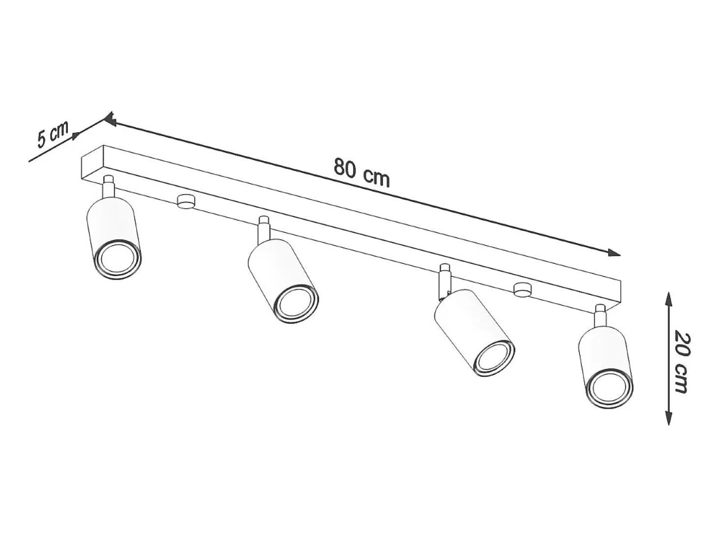 Sollux Lighting Berg Barra de 4 Focos de Techo, Madera Natural, 80cm