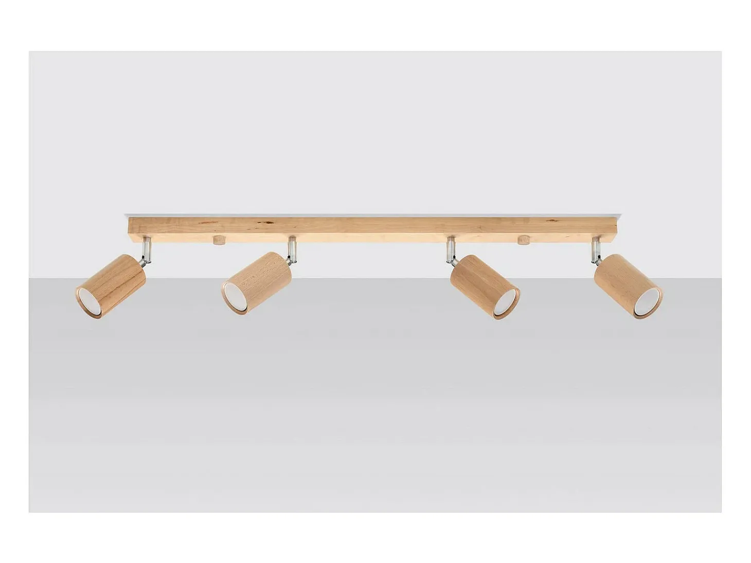 Sollux Lighting Berg Barra de 4 Focos de Techo, Madera Natural, 80cm