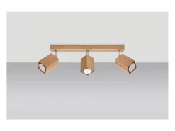 Sollux Lighting Keke Foco de Techo Bar Madera Cuadrado Roble, 3x GU10