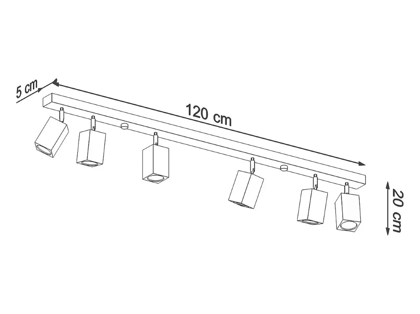 Sollux Lighting Keke Foco de Techo Bar Madera Cuadrado Roble, 6x GU10