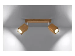 Sollux Lighting Keke Foco de Techo Twin Cuadrado Roble Madera, 2x GU10