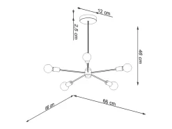 Sollux Lighting Lango Plafón Multi Arm Semi Empotrado, Negro, 5x E27