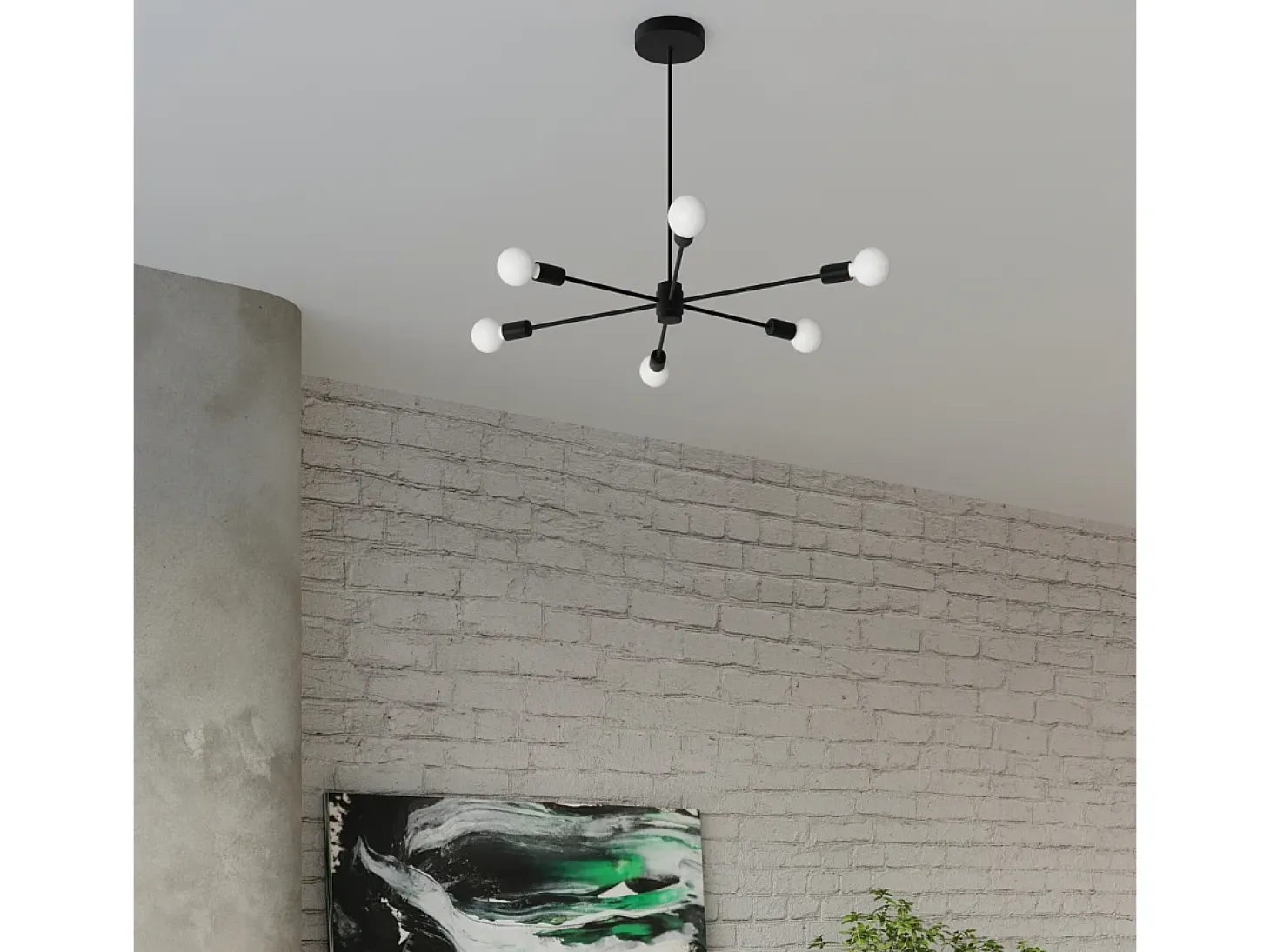 Sollux Lighting Lango Plafón Multi Arm Semi Empotrado, Negro, 5x E27