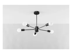 Sollux Lighting Lango Plafón Multi Arm Semi Empotrado, Negro, 5x E27