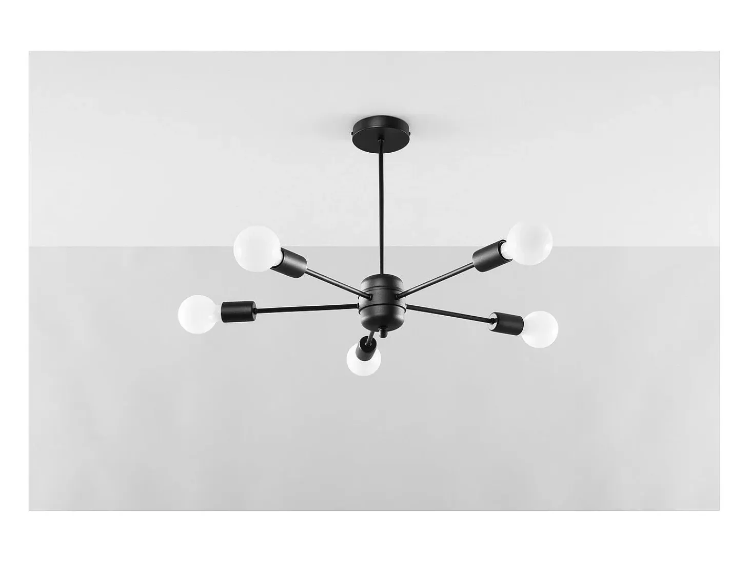 Sollux Lighting Lango Plafón Multi Arm Semi Empotrado, Negro, 5x E27