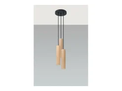 Sollux Lighting Lino Plafón Colgante Cluster, Madera Natural, 3x GU10