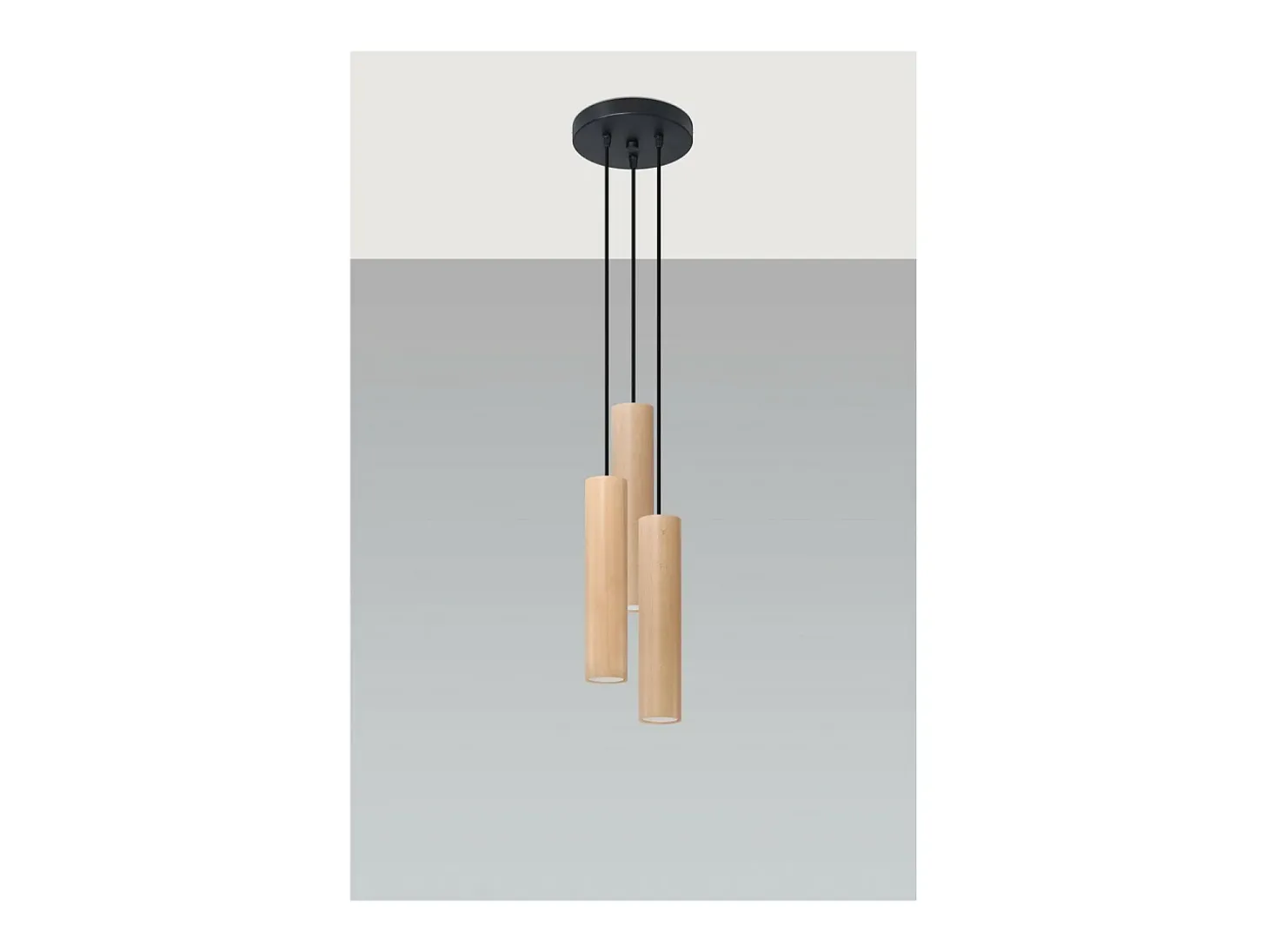 Sollux Lighting Lino Plafón Colgante Cluster, Madera Natural, 3x GU10