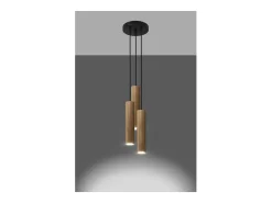 Sollux Lighting Lino Plafón Colgante Cluster, Madera Natural, 3x GU10