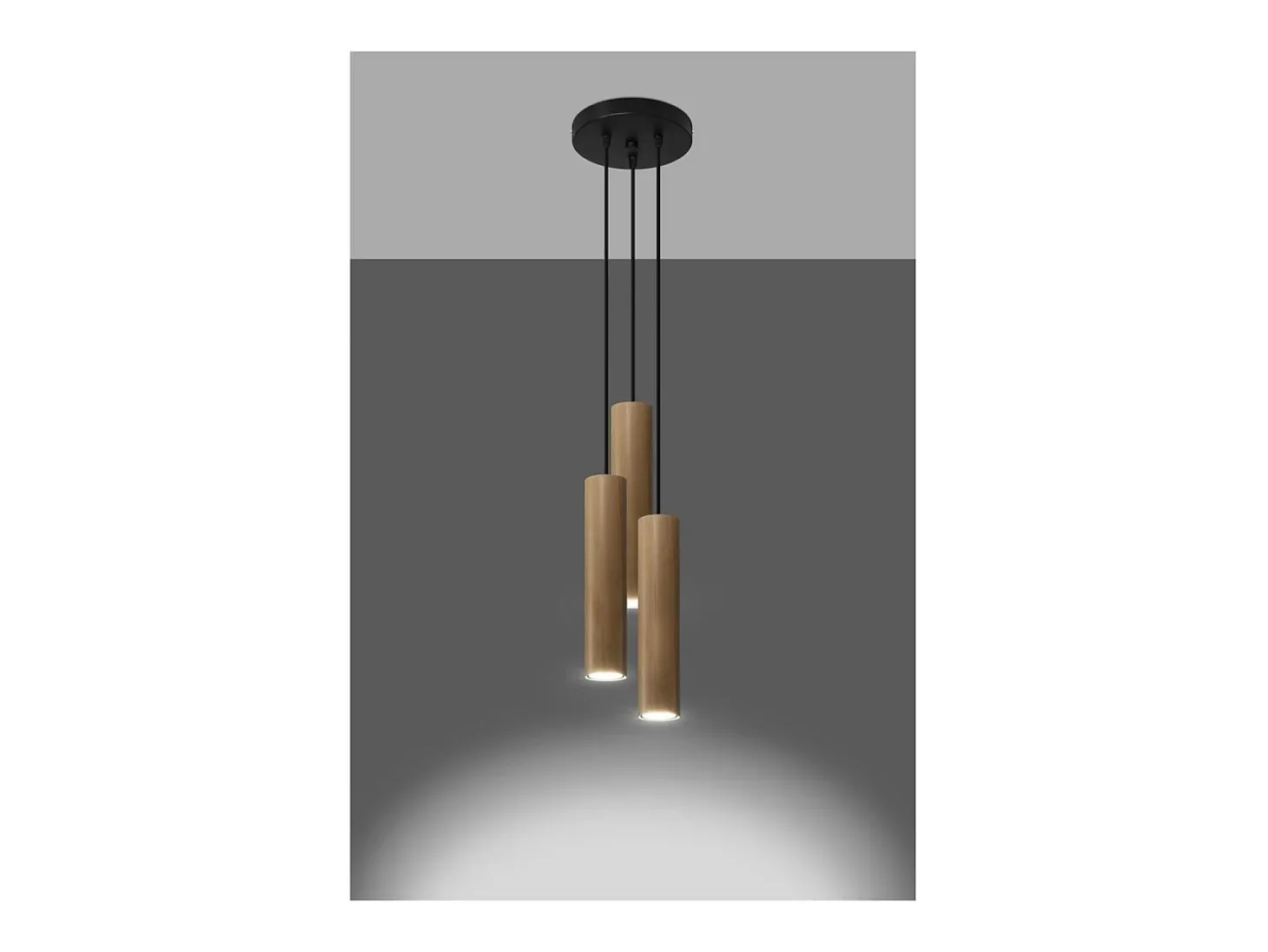 Sollux Lighting Lino Plafón Colgante Cluster, Madera Natural, 3x GU10