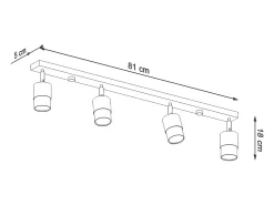 Sollux Lighting Nero Barra Foco Techo, Negro/Cromo, 4x GU10