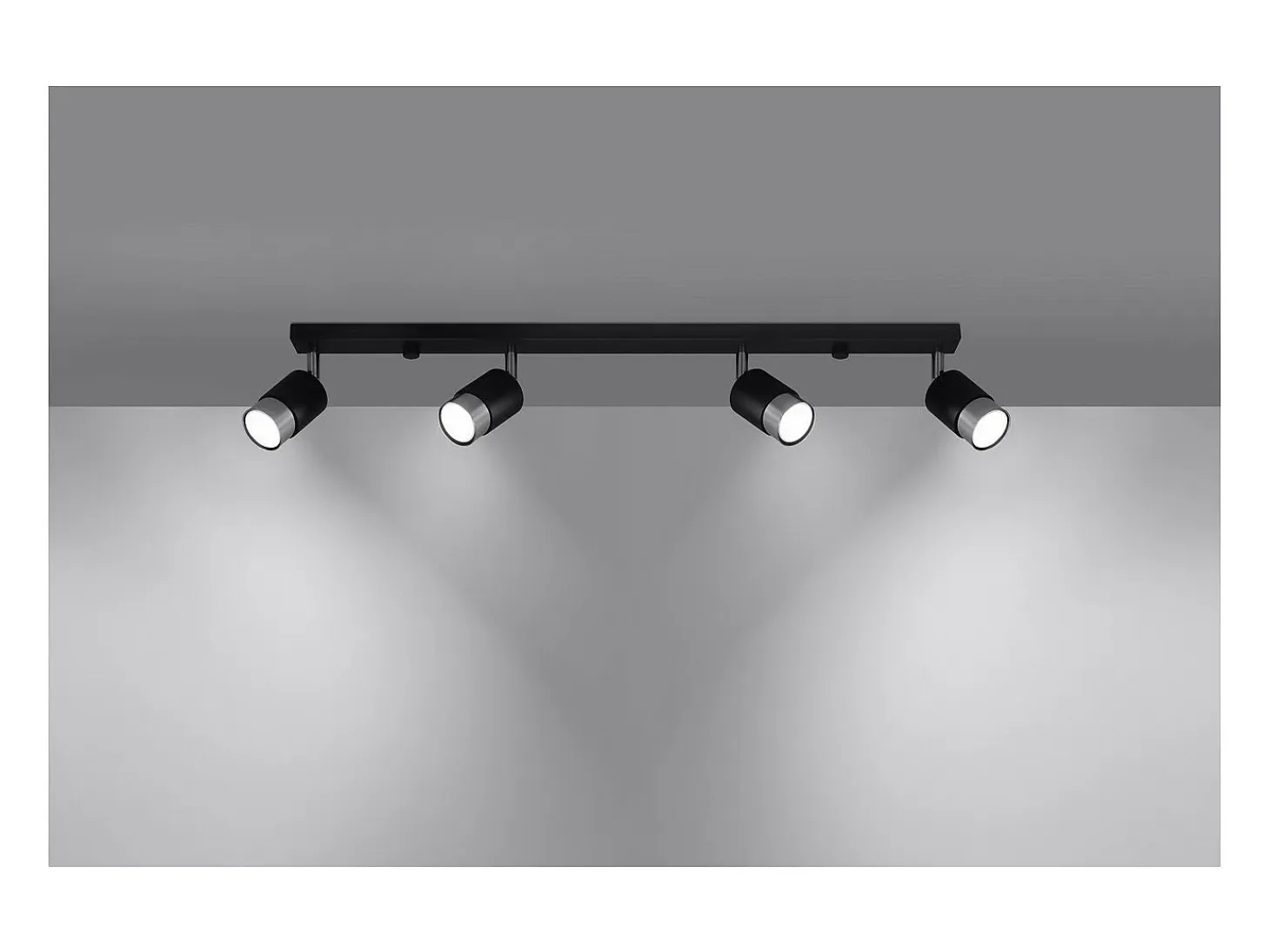 Sollux Lighting Nero Barra Foco Techo, Negro/Cromo, 4x GU10