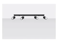 Sollux Lighting Nero Barra Foco Techo, Negro/Cromo, 4x GU10