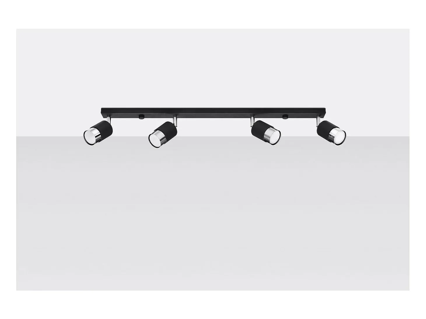 Sollux Lighting Nero Barra Foco Techo, Negro/Cromo, 4x GU10