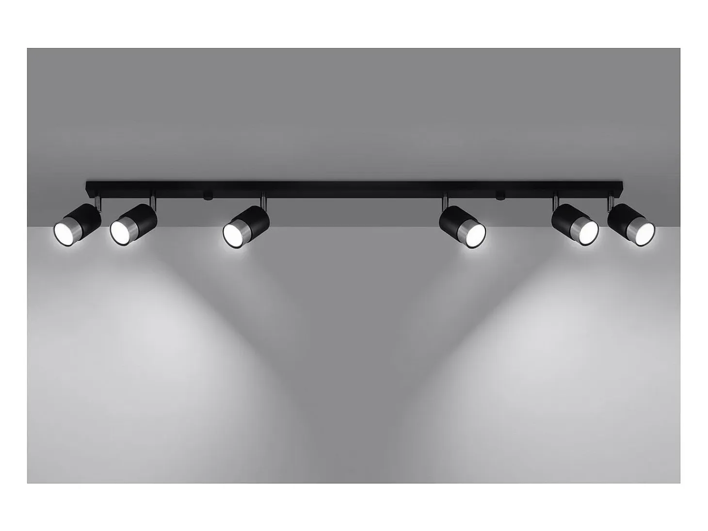 Sollux Lighting Nero Barra Foco Techo, Negro/Cromo, 6x GU10