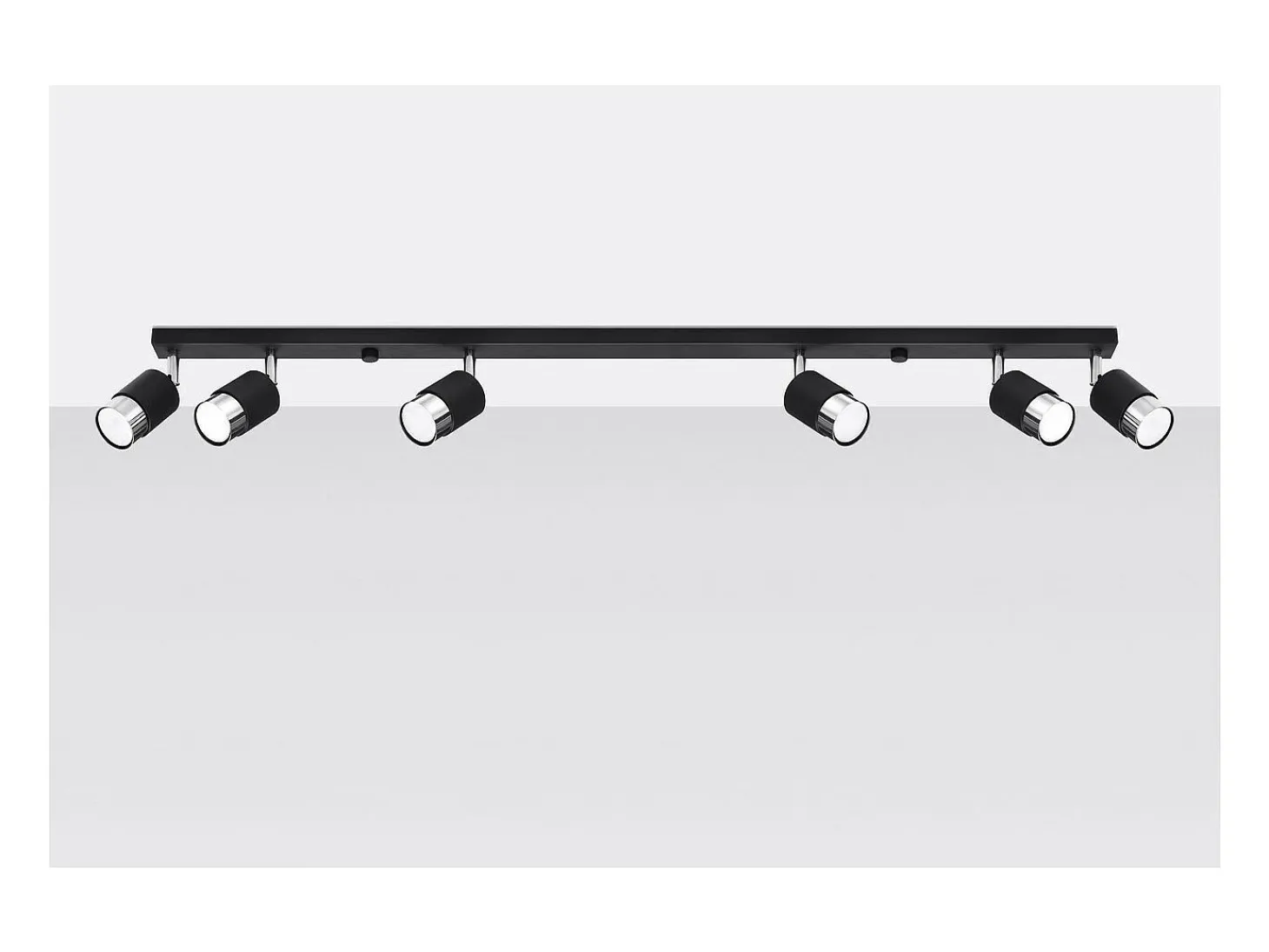 Sollux Lighting Nero Barra Foco Techo, Negro/Cromo, 6x GU10