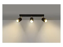 Sollux Lighting Nero Barra Foco de Techo, Negro/Dorado, 3x GU10