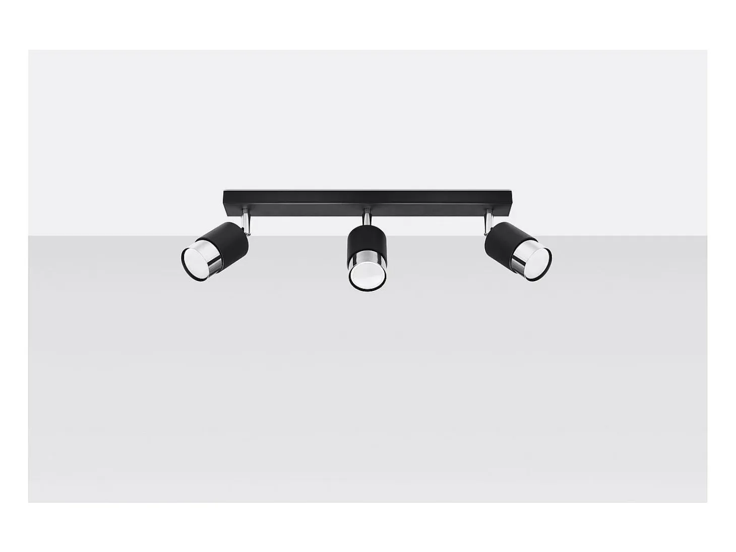 Sollux Lighting Nero Barra Foco de Techo, Negro/Cromo, 3x GU10