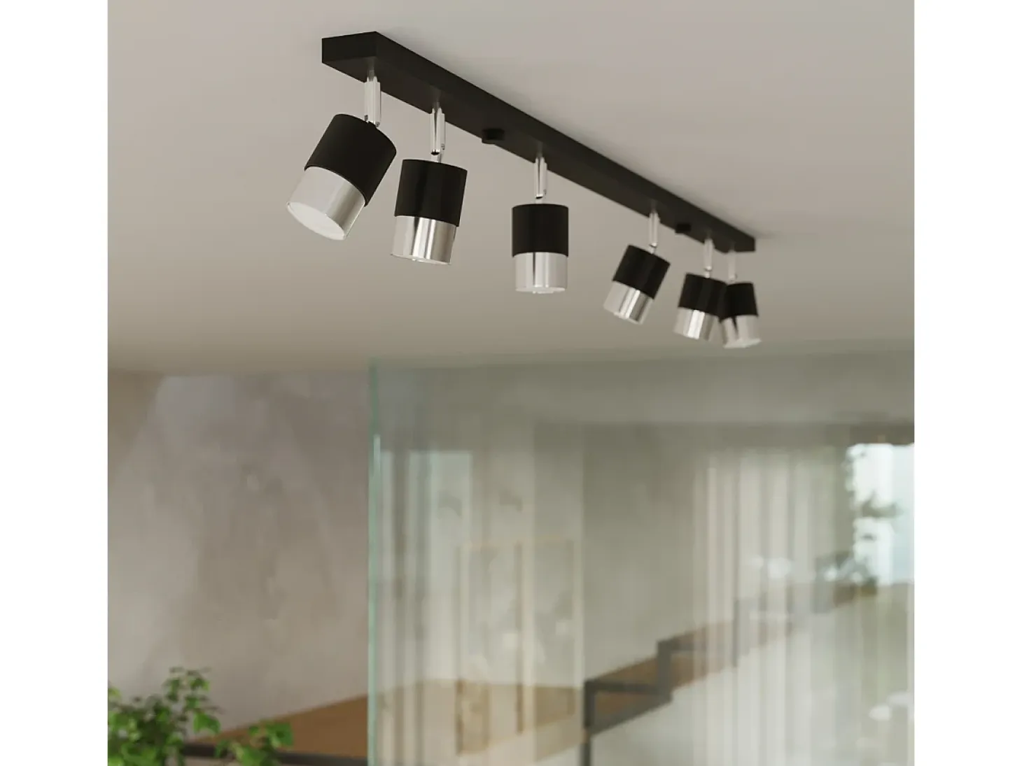 Sollux Lighting Nero Barra Foco de Techo, Negro/Cromo, 3x GU10