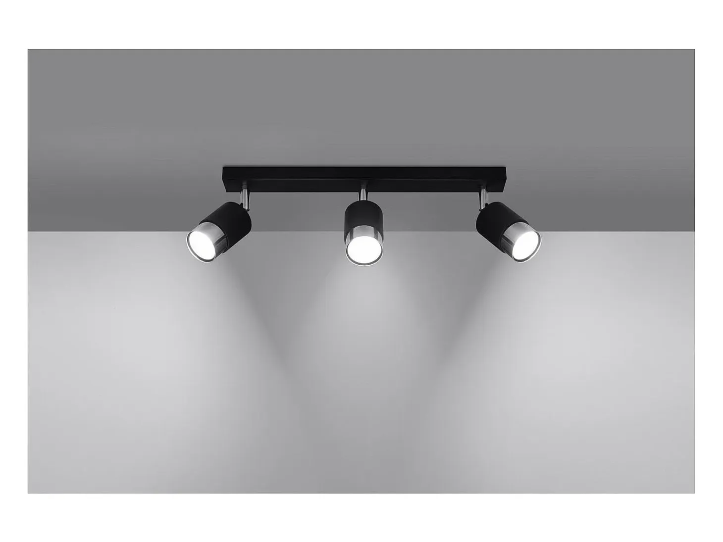 Sollux Lighting Nero Barra Foco de Techo, Negro/Cromo, 3x GU10