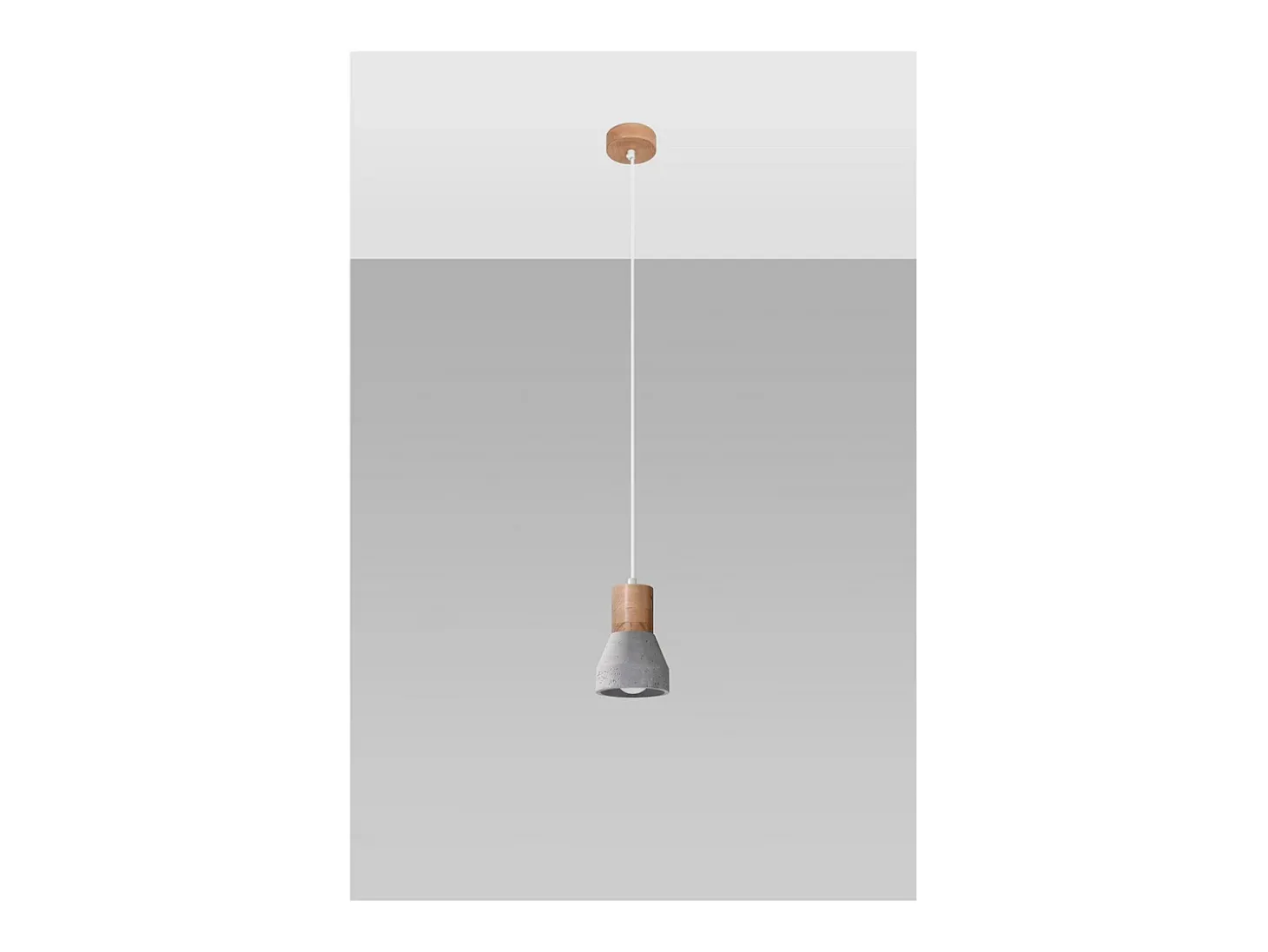 Sollux Lighting Qubic Lámpara de Techo Colgante Dome Gris Cemento, Madera Natural