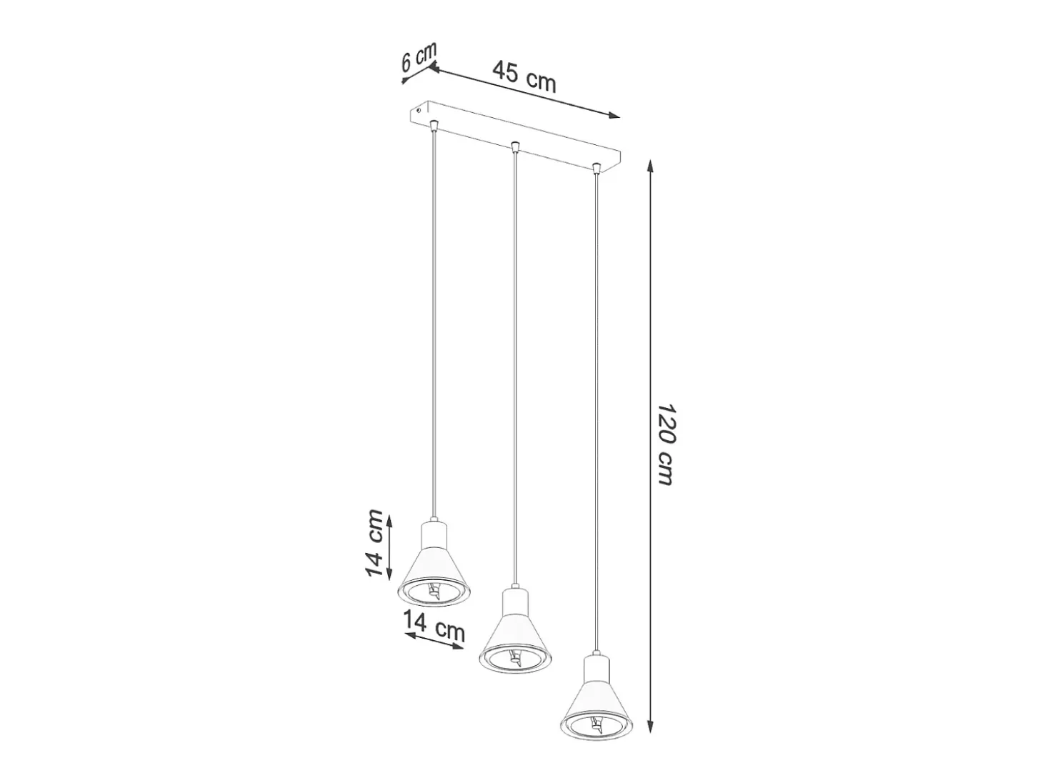 Sollux Lighting Taleja Lámpara de Techo Colgante Bar, Blanca, 3x ES111
