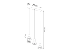 Sollux Lighting Taleja Lámpara de Techo Colgante Bar, Negro, 3x ES111