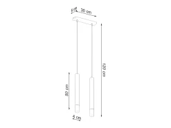 Sollux Lighting Wezyr Lámpara de Techo Colgante Bar, Negro, 2x G9