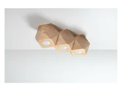 Sollux Lighting Woody Downlight de Superficie, Madera Natural, 3x GU10