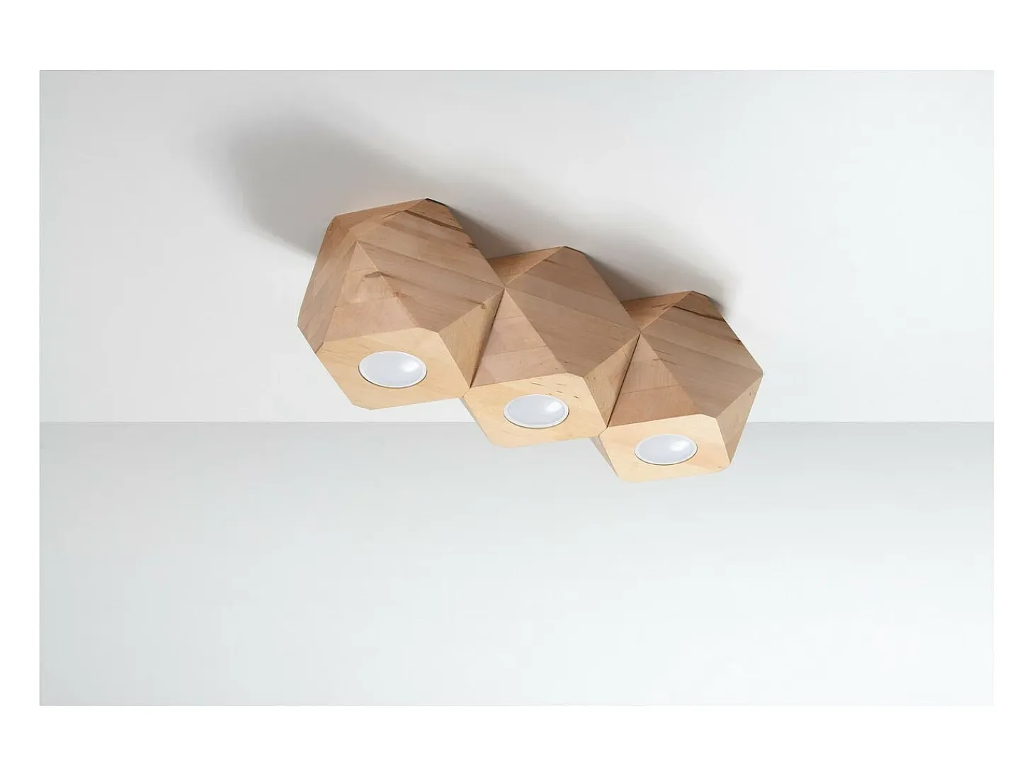 Sollux Lighting Woody Downlight de Superficie, Madera Natural, 3x GU10