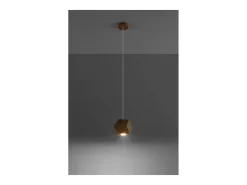 Sollux Lighting Woody Plafón Colgante Esférico, Madera Natural, 1x GU10